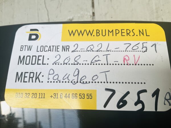 Zijscherm strip Peugeot 208 984435880 Rv rechts voor GT Line 2-Q2L-7651R