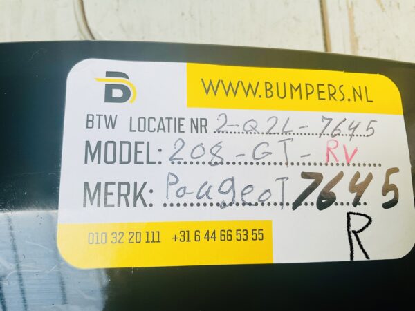 Zijscherm strip Peugeot 208 984435880 Rv rechts voor GT Line 2-Q2L-7645R