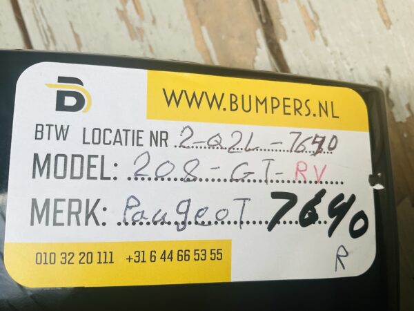 Zijscherm strip Peugeot 208 984435880 Rv rechts voor GT Line 2-Q2L-7640R