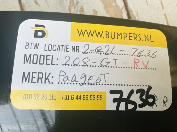 Zijscherm strip Peugeot 208 984435880 Rv rechts voor GT Line 2-Q2L-7636R