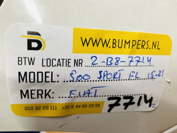 BUMPER Fiat 500 Sport Facelift 2016-2022 VOORBUMPER 2-B8-7714z