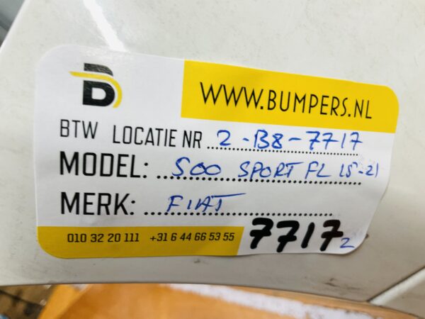 BUMPER Fiat 500 Sport Facelift 2016-2022 VOORBUMPER 2-B8-7717z