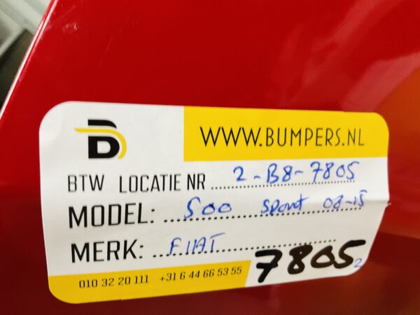 BUMPER Fiat 500 Sport 2008-2015 VOORBUMPER 2-B8-7805z