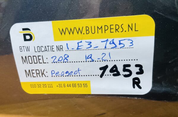 Bumper Peugeot 208 2019-2021 Achterbumper 1-E3-7953R