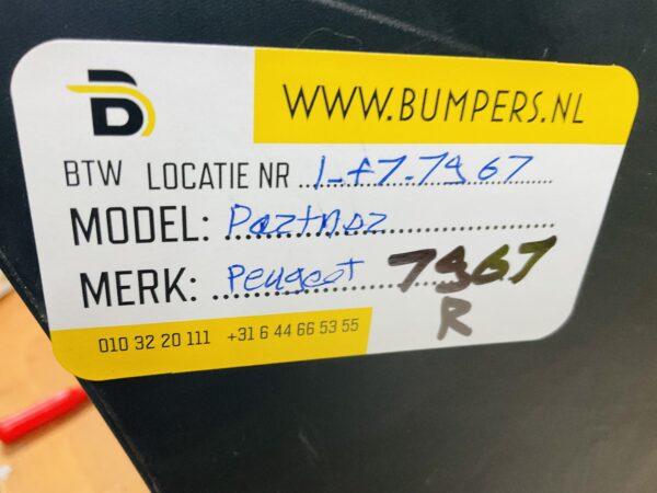 Bumper Peugeot Partner 2019-2023 Achterbumper 1-F7-7967R