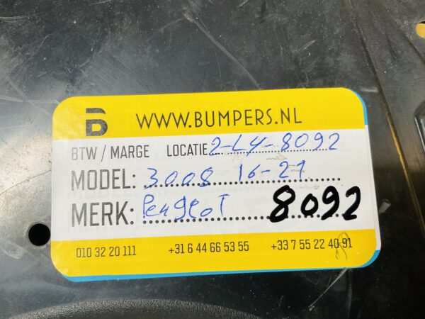 Onderplaat Peugeot 3008 2016-2021 BumperLip  2-L4-8092R