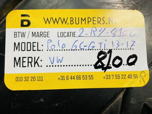 Onderplaat Volkswagen Polo 6C Gti 2013-2017 6C0805915 BumperLip  2-L4-8100R