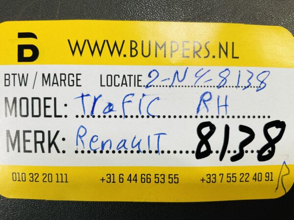 Bumper Hoek Renault Trafic Achterbumper 2-N4-8138R