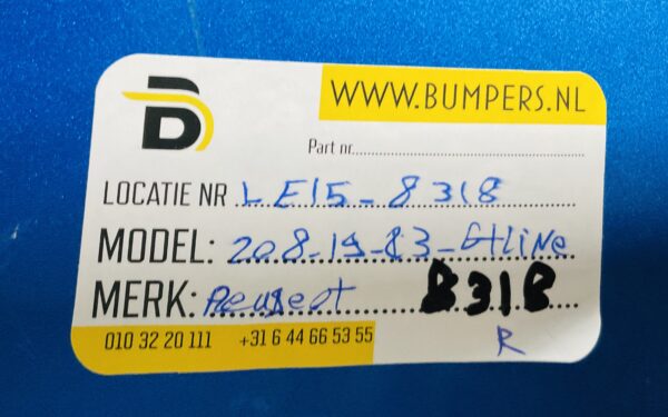 Bumper Peugeot 208 2019-2023 GT-Line GTLine Achterbumper 1-E7-8318R