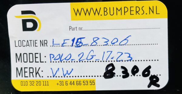 Bumper Volkswagen Polo 2G 2G6807421 2017-2021 Achterbumper 1-E7-8306R