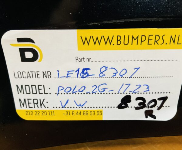 Bumper Volkswagen Polo 2G 2G6807421 2017-2021 Achterbumper 1-E7-8307R