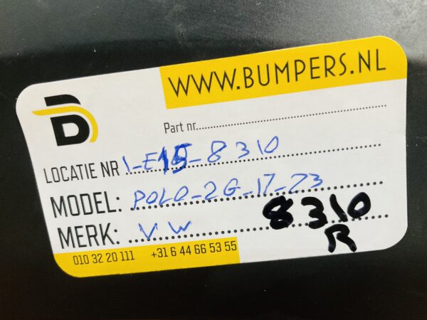 Bumper Volkswagen Polo 2G 2G6807421 2017-2021 Achterbumper 1-E7-8310R