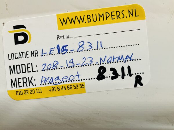 Bumper Peugeot 208 2019-2023 Normaal Achterbumper 1-E7-8311R