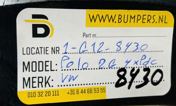 Bumper Volkswagen Polo 2G 2017-2021 2G0807221 4XPdc Voorbumper 1-G12-8430