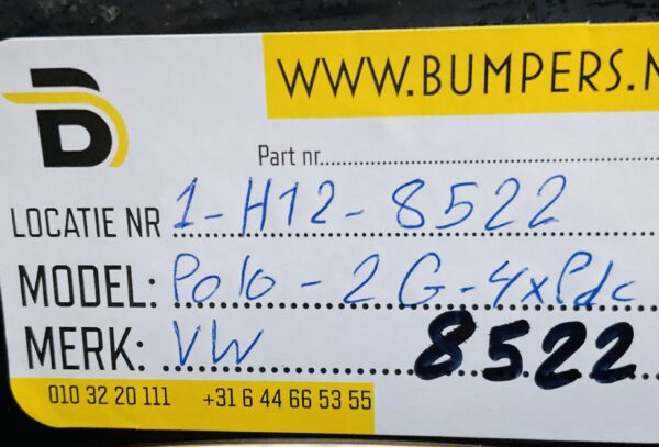 Bumper Volkswagen Polo 2G 2017-2021 2G0807221 4XPdc Voorbumper 1-H12-8522