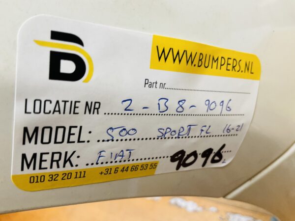 BUMPER Fiat 500 Sport Facelift 2016-2022 VOORBUMPER 2-B8-9096z
