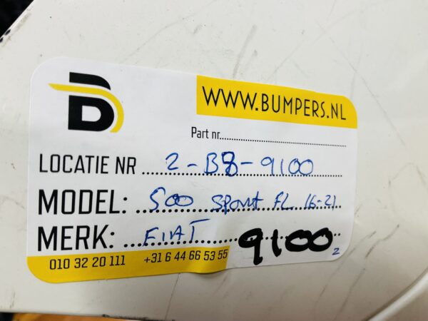 BUMPER Fiat 500 Sport Facelift 2016-2022 VOORBUMPER 2-B8-9100z