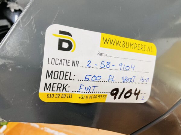 BUMPER Fiat 500 Sport Facelift 2016-2022 VOORBUMPER 2-B8-9104z
