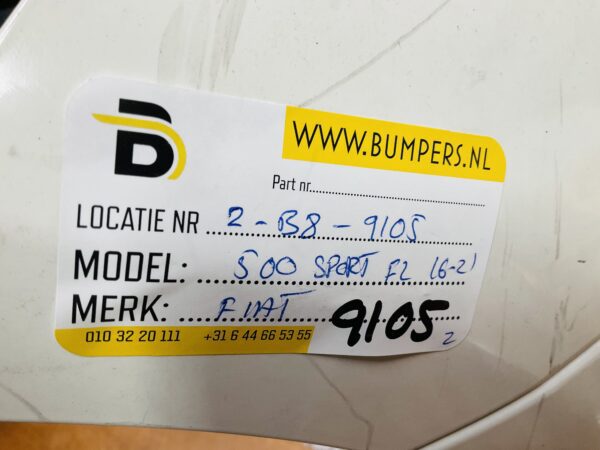 BUMPER Fiat 500 Sport Facelift 2016-2022 VOORBUMPER 2-B8-9105z