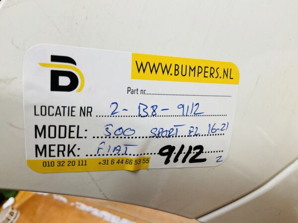 BUMPER Fiat 500 Sport Facelift 2016-2021 VOORBUMPER 2-B8-9112z