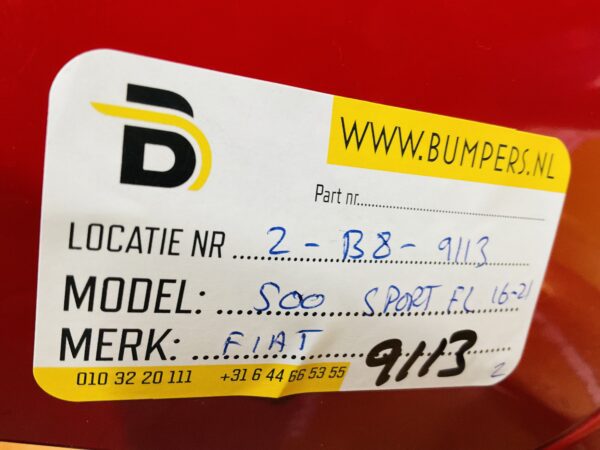 BUMPER Fiat 500 Sport Facelift 2016-2021 VOORBUMPER 2-B8-9113z
