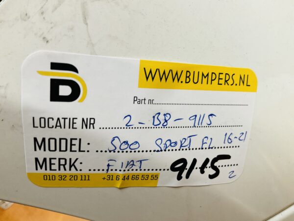 BUMPER Fiat 500 Sport Facelift 2016-2021 VOORBUMPER 2-B8-9115z
