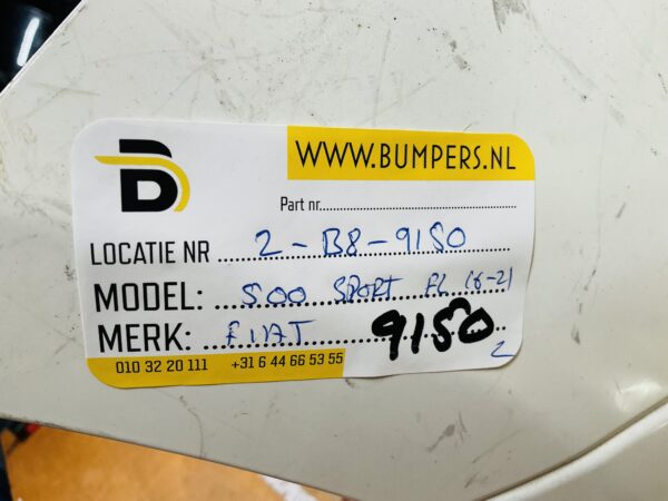 BUMPER Fiat 500 Sport Facelift 2016-2021 VOORBUMPER 2-B8-9150z
