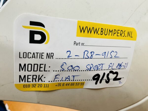 BUMPER Fiat 500 Sport Facelift 2016-2021 VOORBUMPER 2-B8-9152z