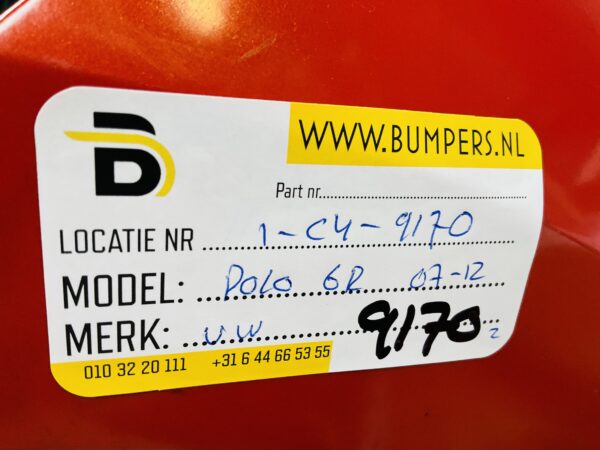 BUMPER Volkswagen Polo 6R  2007-2012 kls VOORBUMPER 1-C4-9170z