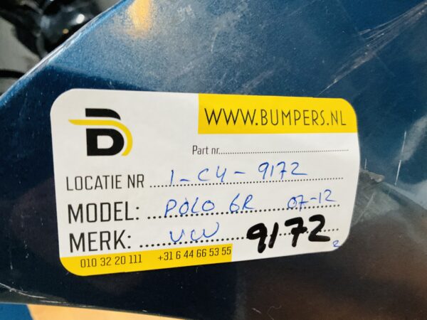 BUMPER Volkswagen Polo 6R  2007-2012 kls VOORBUMPER 1-C4-9172z
