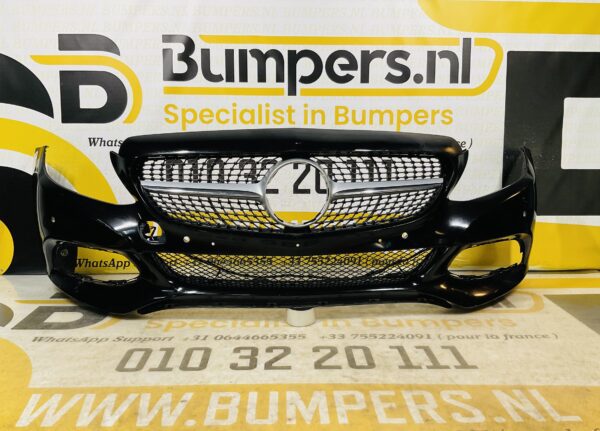 BUMPER Mercedes C Klasse W205 Normaal 6xpdc Diamond Grill 2014-2017 VOORBUMPER 1-A4-8769z