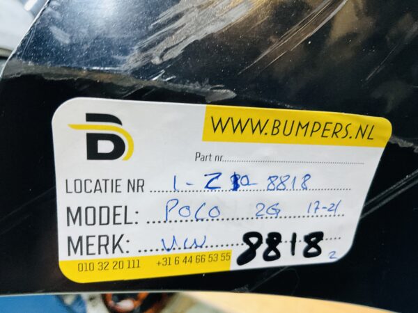 BUMPER Volkswagen Polo 2G +Mistlamp Grill  2017-2021 VOORBUMPER 1-C3-8818z