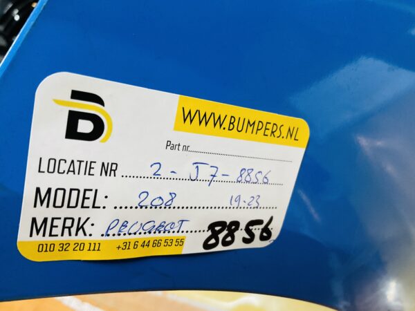 BUMPER Peugeot 208 +Onderplaat 2019-2013 VOORBUMPER 2-J7-8856z