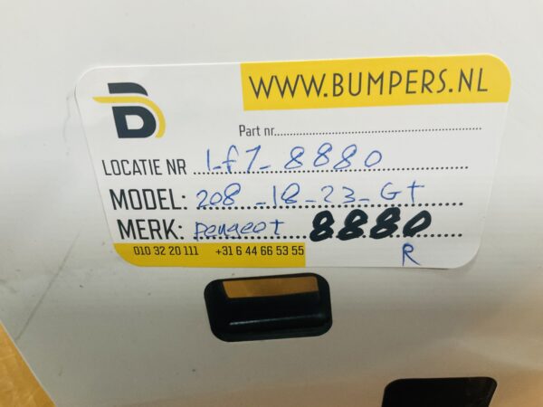 Bumper Peugeot 208 2019-2023 Gtline Gt-Line 9823195280 Achterbumper 1-F7-8880R