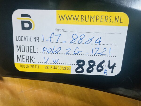 Bumper Volkswagen Polo 2G 2017-2021 4Xpdc 2G6807421 Achterbumper 1-F7-8864R