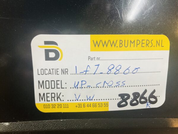 Bumper Volkswagen UP Cross 1S6807421H Achterbumper 1-F7-8866R