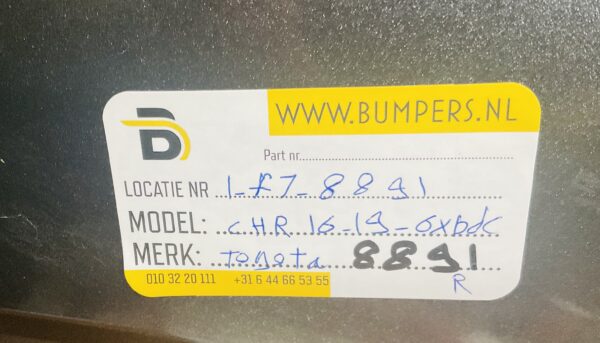 Bumper Toyota CHR C-HR 6XPdc 2016-2019 Achterbumper 1-F7-8891R