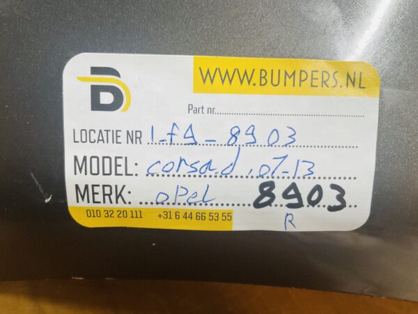 Bumper Opel Corsa D 2007-2013 13179893 Achterbumper 1-F9-8903R