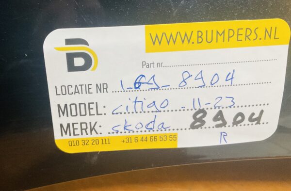 Bumper Skoda Citigo 2011-2023 1ST807421 3XPdc Achterbumper 1-G9-8904R