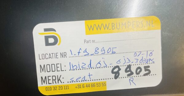 Bumper Seat Ibiza 6J 6J3807421E 3-Deurs 2007-2016 Achterbumper 1-F9-8905R