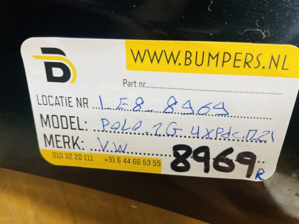 Bumper Volkswagen Polo 2G 2G6807421 4XPdc 2017-2021 Achterbumper 1-E8-8969R