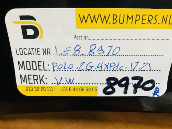 Bumper Volkswagen Polo 2G 2G6807421 4XPdc 2017-2021 Achterbumper 1-E8-8970R