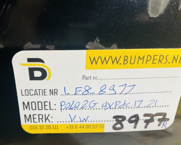 Bumper Volkswagen Polo 2G 2G6807421 4XPdc 2017-2021 Achterbumper 1-E8-8977R