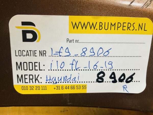 Bumper Hyundai I10 FL 2016-2019 86683-B9500 Achterbumper 1-F9-8906R