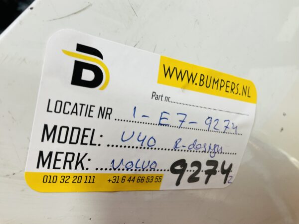 BUMPER Volvo V40 Rdesign R-Design Geen KLS VOORBUMPER 1-E7-9274z