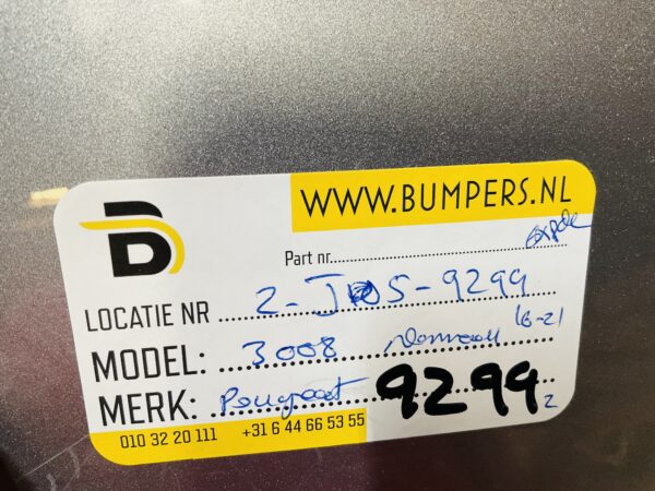 BUMPER Peugeot 3008  Normaal 6xpdc 2016-2021 VOORBUMPER 2-J5-9299z