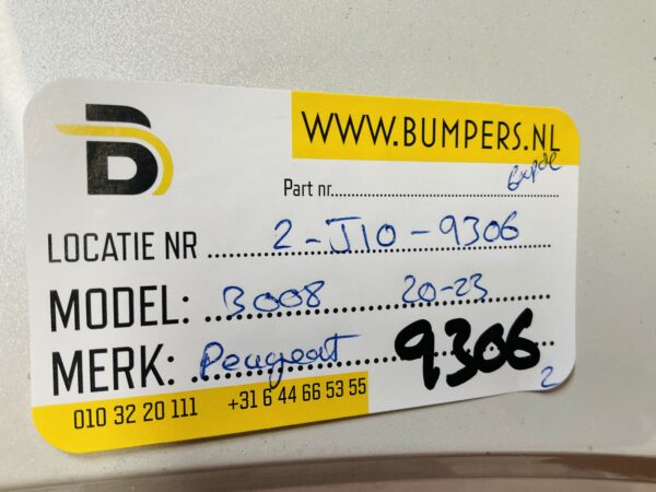 BUMPER Peugeot 3008  6xpdc 2020-2023 VOORBUMPER 2-J10-9306z