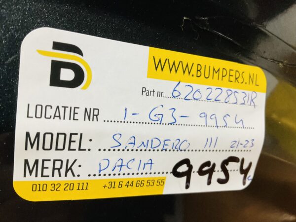 BUMPER Dacia Sandero lll 620228531R 2021-2023 VOORBUMPER 1-G3-9954z
