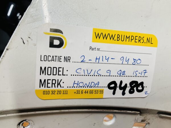 BUMPER Honda Civic 9 QE 4xpdc 2015-2017 VOORBUMPER 2-H14-9480z