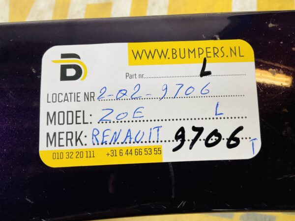 Zijscherm Renault Zoe  631018491R Scherm Links 2-Q2-9706T